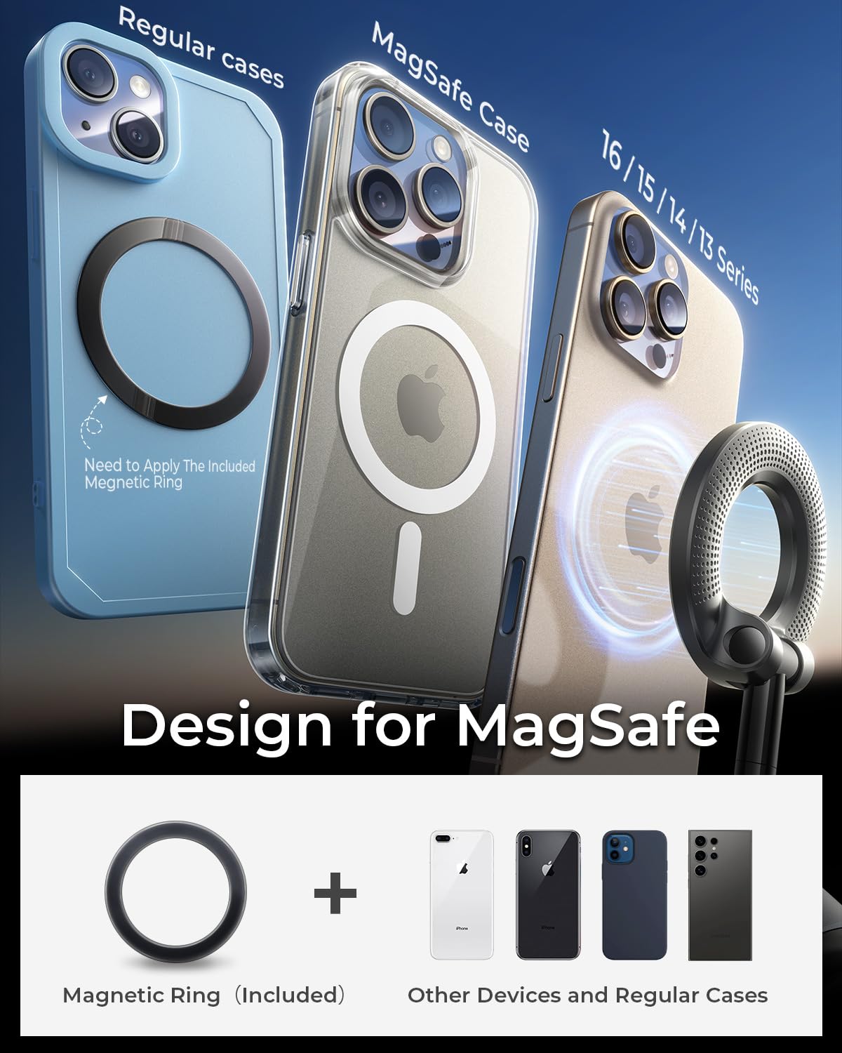 MRGLAS 2026 Upgraded Vacuum Magnetic Phone Holders for Your Car 360° Adjustable Absorption Magnetic Bracket 98LBS Magsafe Suction Cup Phone Mount for iPhone Car Truck Accessories for Men Women