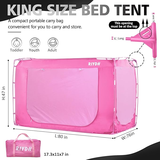 Bed Tent Bed Canopy King Size Tents for Adult and Kids- Original Design Portable Dream Tent Indoor Sleeping 80% Blackout with 3 Doors Breathable Big Space Tents