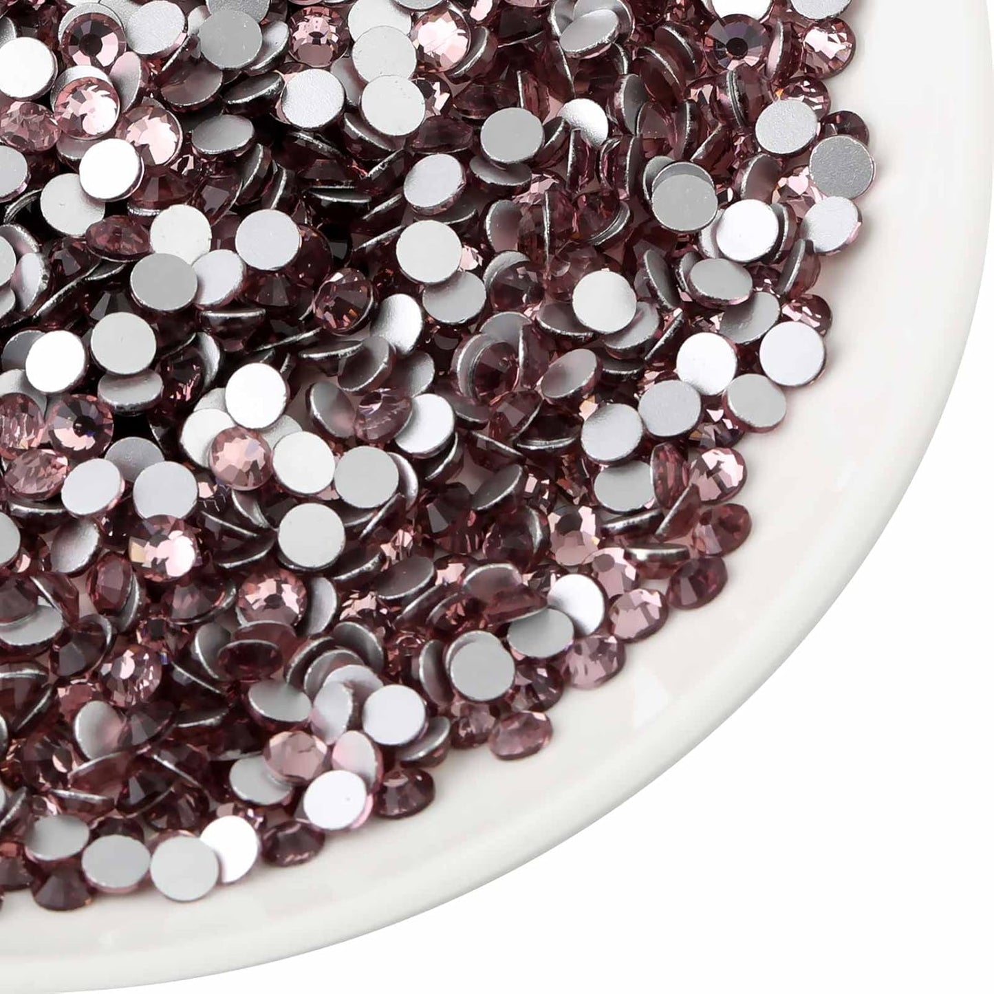 beadsland Flat Back Crystal Rhinestones Round Gems for Nail Art and Craft Glue Fix,Light Purple (6.4-6.6mm) SS30/288pcs