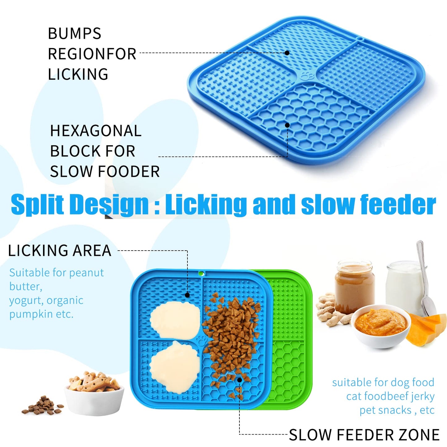 Lick Mat for Dogs, Premium Lick Pad with Suction Cups for Dog Anxiety Relief, Slow Feeder Dog Bowls, Bathing, Grooming and Training