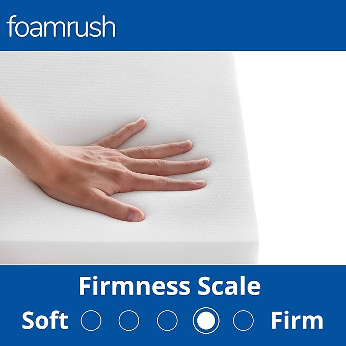 FoamRush 6-Inch Bunk (28" x 72") High Density Foam RV Mattress Replacement with Canvas Navy Cover, Medium Firm, Made in USA, Camper Trailer, Removable Water-Resistant Outdoor/Indoor Cover w Zip