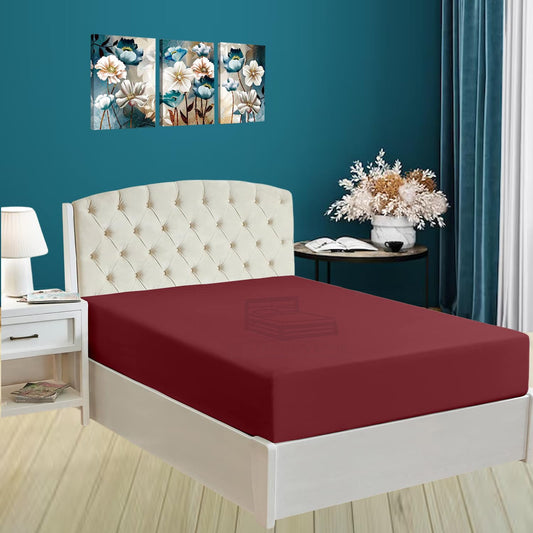 Cottington Lane 1 Piece Full Size Fitted Sheet Only, Premium Hotel Quality Brushed Microfiber 15 Inch Deep Pocket Bottom Sheet, Ultra Soft, Breathable & Durable, Burgundy