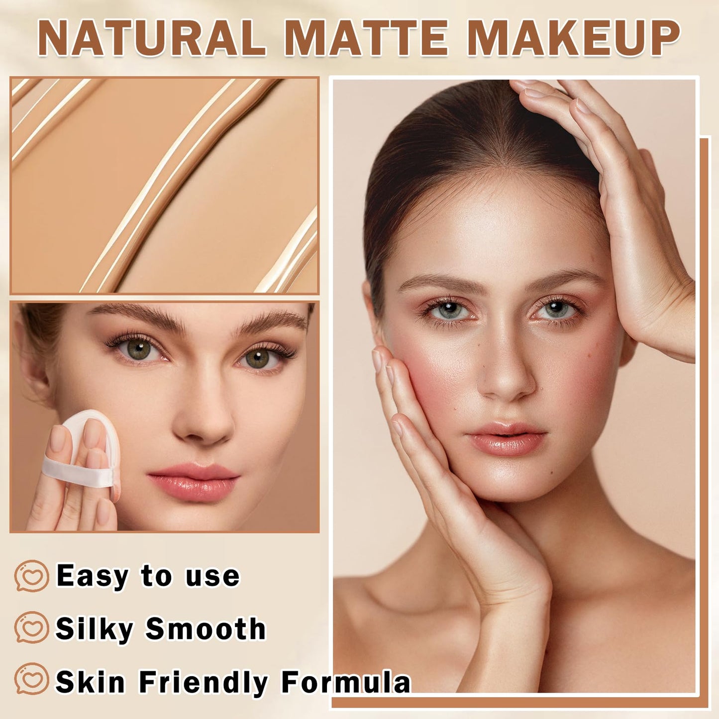 QIUFSSE Airbrush Foundation Makeup Spray Full Coverage Foundation for Mature Skin,Long-lasting Airbrush Flawless Setting Spray,Waterproof Foundation for Smooth Radiant Skin (Natural/Warm Porcelain)