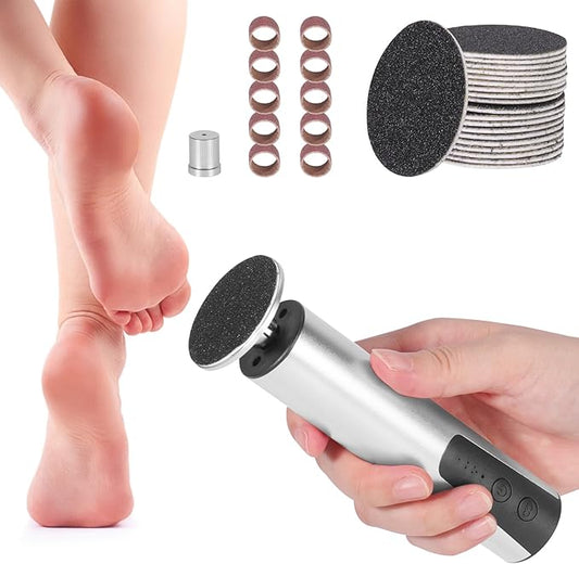 ele ELEOPTION Electric Callus Remover for Feet Electric Foot File Nail Grinder 6 Speed Adjustable Rechargeable Professional Foot Sander Pedicure Tool for Feet Dry Dead Skin Silver
