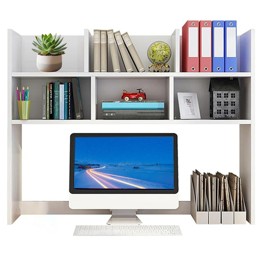 Dorm Desk Hutch, Wooden Desktop Shelf Organizer with 6 Cubbies for Computer Desk, Office, Dorm, Bedroom, White(70/80cm Length)