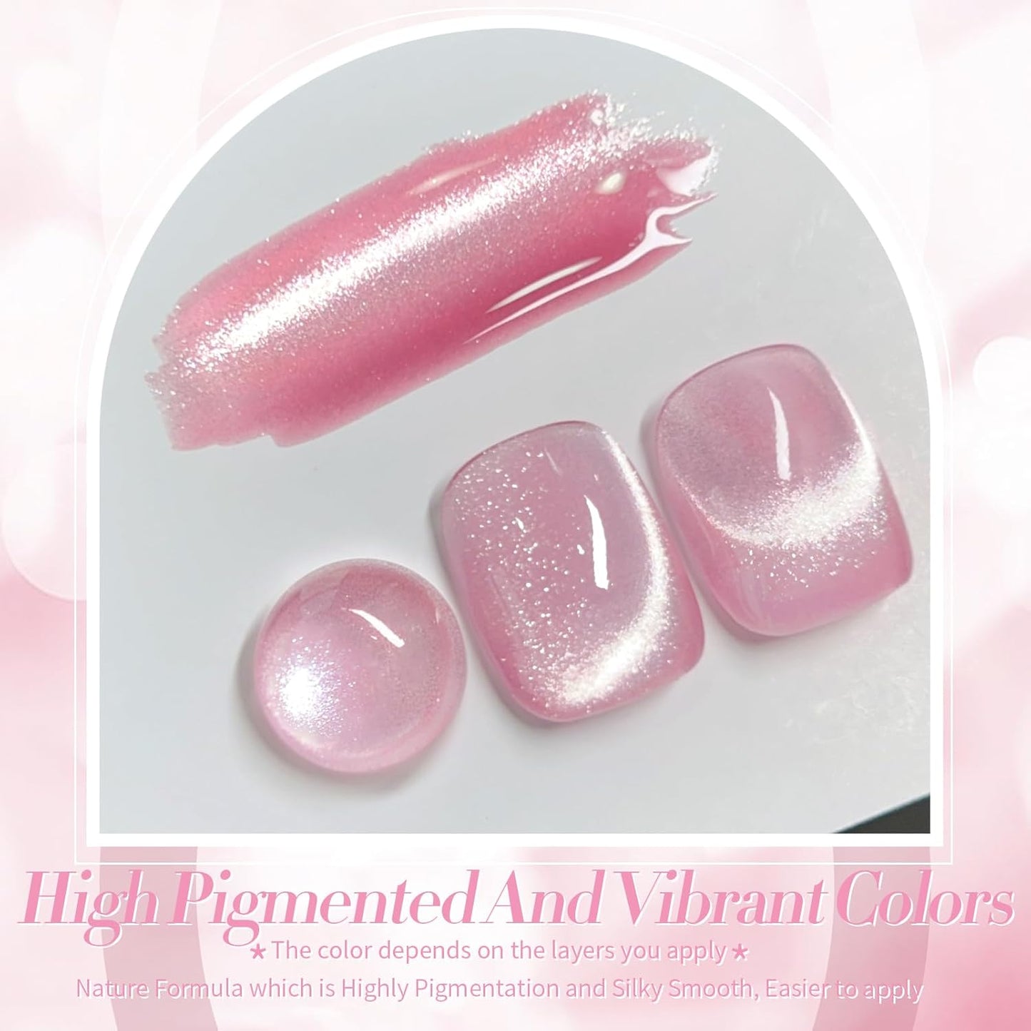 Born Pretty Cat Magnetic Eye Gel Nail Polish, Jelly Pink Glitter Cat Magnetic Gel Nail Polish, Holographic Magnetic Nail Polish for Nail Art Manicure Salon DIY at Home 15ML