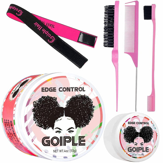 Edge Control Wax for Women Strong Hold Non-greasy Edge Control Smoother Edge Wax, Edge Wax Styling Gel Edge Control for Black Hair No Flaking, White Residue, Shine and Smooth (edge control-6pcs)