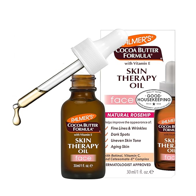 Palmer's Cocoa Butter Formula Moisturizing Skin Therapy Oil for Face with Vitamin E, C & 10 Pure Facial Oils Blend, Rosehip Oil Fragrance, 1 Ounce