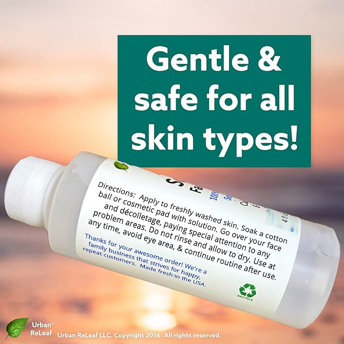 Urban ReLeaf Acne Solution Facial Toner! Sea Salt & Tea Tree. Soothe Skin, Calm breakouts. 4 oz. Gentle Effective. 100% Natural & Soothing. Reduce The Appearance of pores. (Pack of 2)