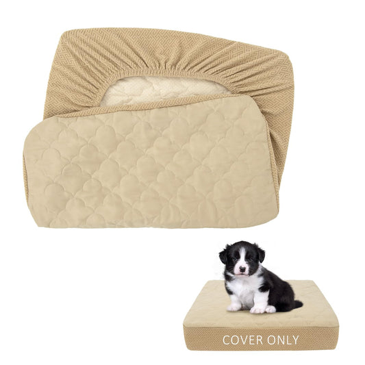 CHHKON Dog Bed Covers Replacement Washable Waterproof Pet Puppy Bed Cover for Dog(Beige,20x15x6 inch)