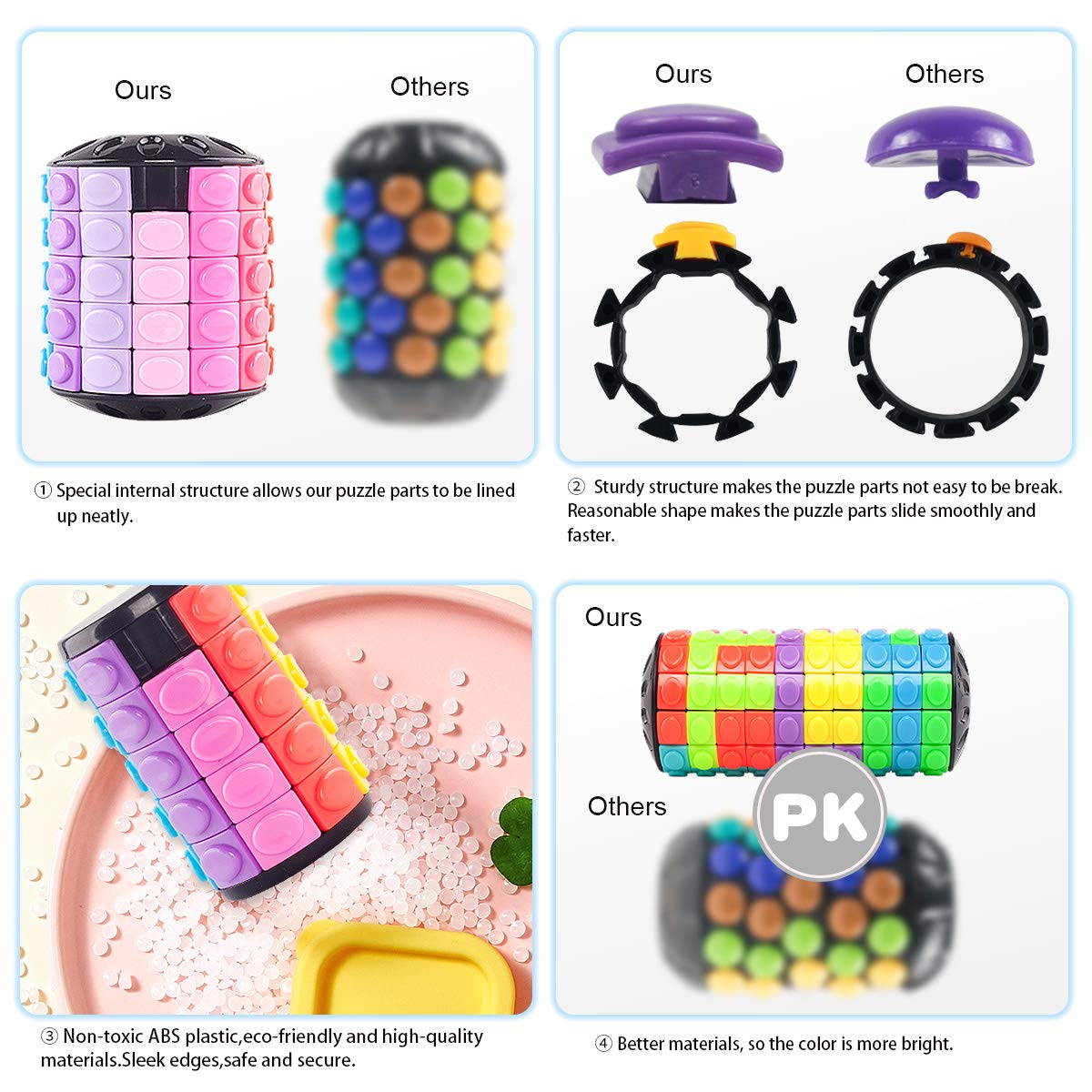 R.Y.TOYS Rotate and Slide Puzzle-Design Patent,Fidget Toys(Restore/Create) 8 Colors,12 Layers-Detach Piece for Quick Play,Brain Teaser,Sensory Toys,Stocking Stuffers,Easter Basket Stuffers Essentials