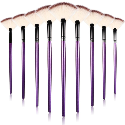 9 Pieces Facial Fan Mask Brushes, Soft Facial Applicator Brushes Tools for Peel Glycolic Makeup for Mud Cream(Purple)