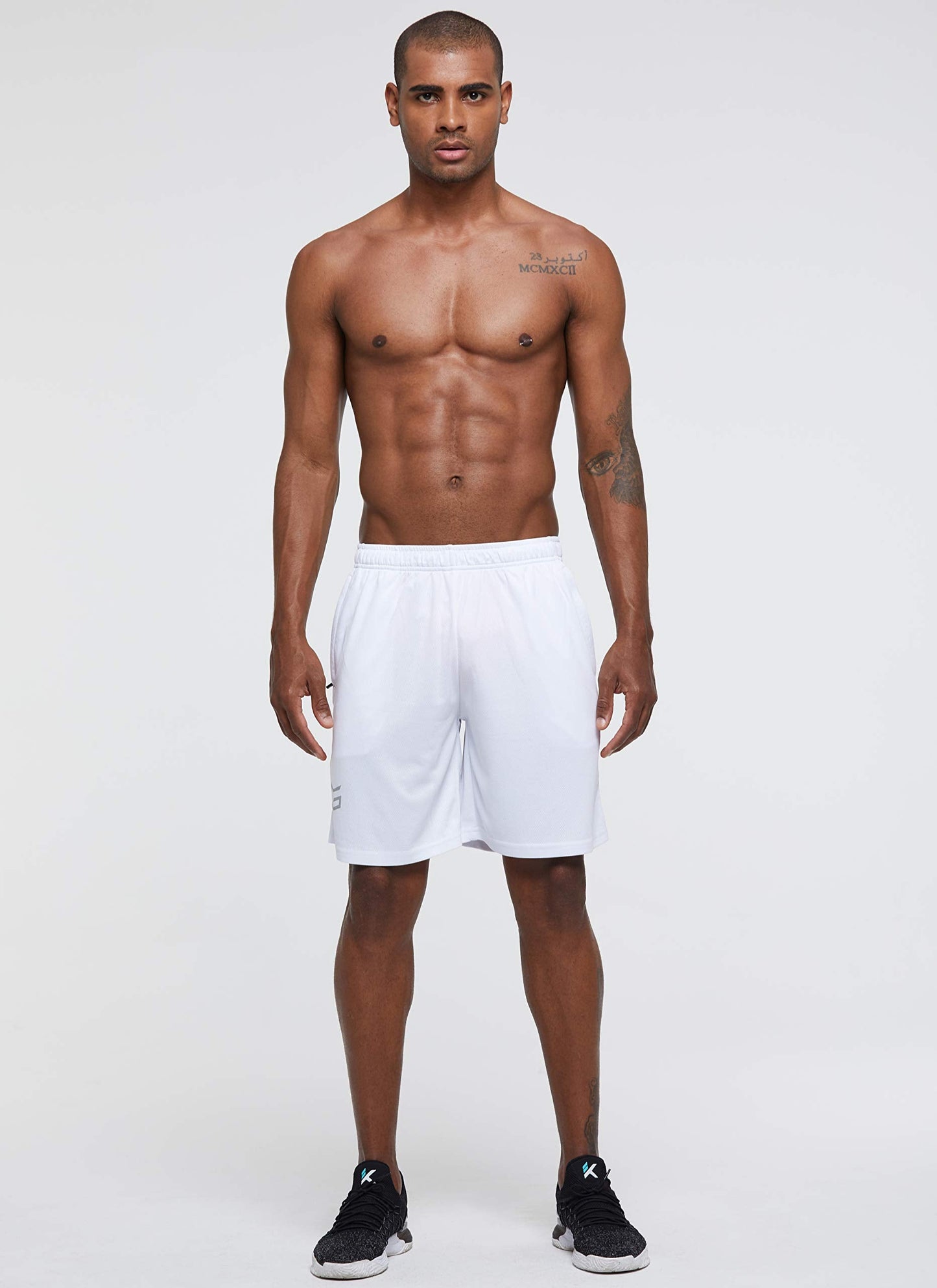 G Gradual Men's 2 Pack 7" Workout Running Shorts Quick Dry Lightweight Gym Shorts with Zip Pockets (2 Pack: Black/White Large)