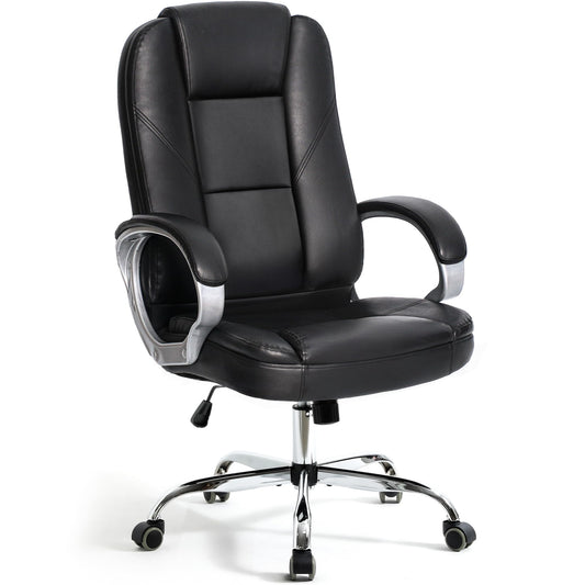 NEO CHAIR Office Desk Ergonomic Gaming Chair High Back Adjustable Computer Chair with Wheels and Lumbar Support Comfy Leather Executive Swivel (Jet Black)