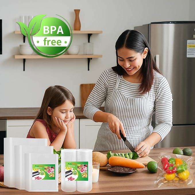 MakMeFre 100 Plus Quart Size 10" x 13" Vacuum Sealer Bags with BPA Free and Heavy Duty,Great for Food Storage Vaccume Sealer PreCut Bag