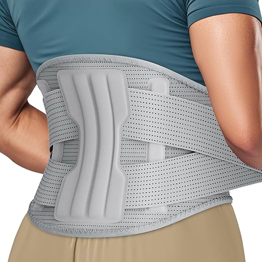 NEENCA Professional Back Brace for Herniated Disc, Lower Back Pain Relief, Lumbar Strain | Adjustable Lumbar Support Belt for Men and Women | Ideal for Work, Lifting, Posture Correction, Sciatica, Scoliosis (Gray, Large)