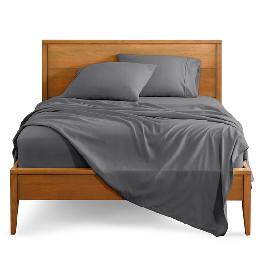 Bare Home Queen Sheet Set - Luxury 1800 Ultra-Soft Microfiber Bed Sheets - Double Brushed - Deep Pockets - Easy Fit - 4 Piece Set - Bedding Sheets & Pillowcases (Queen, Grey)