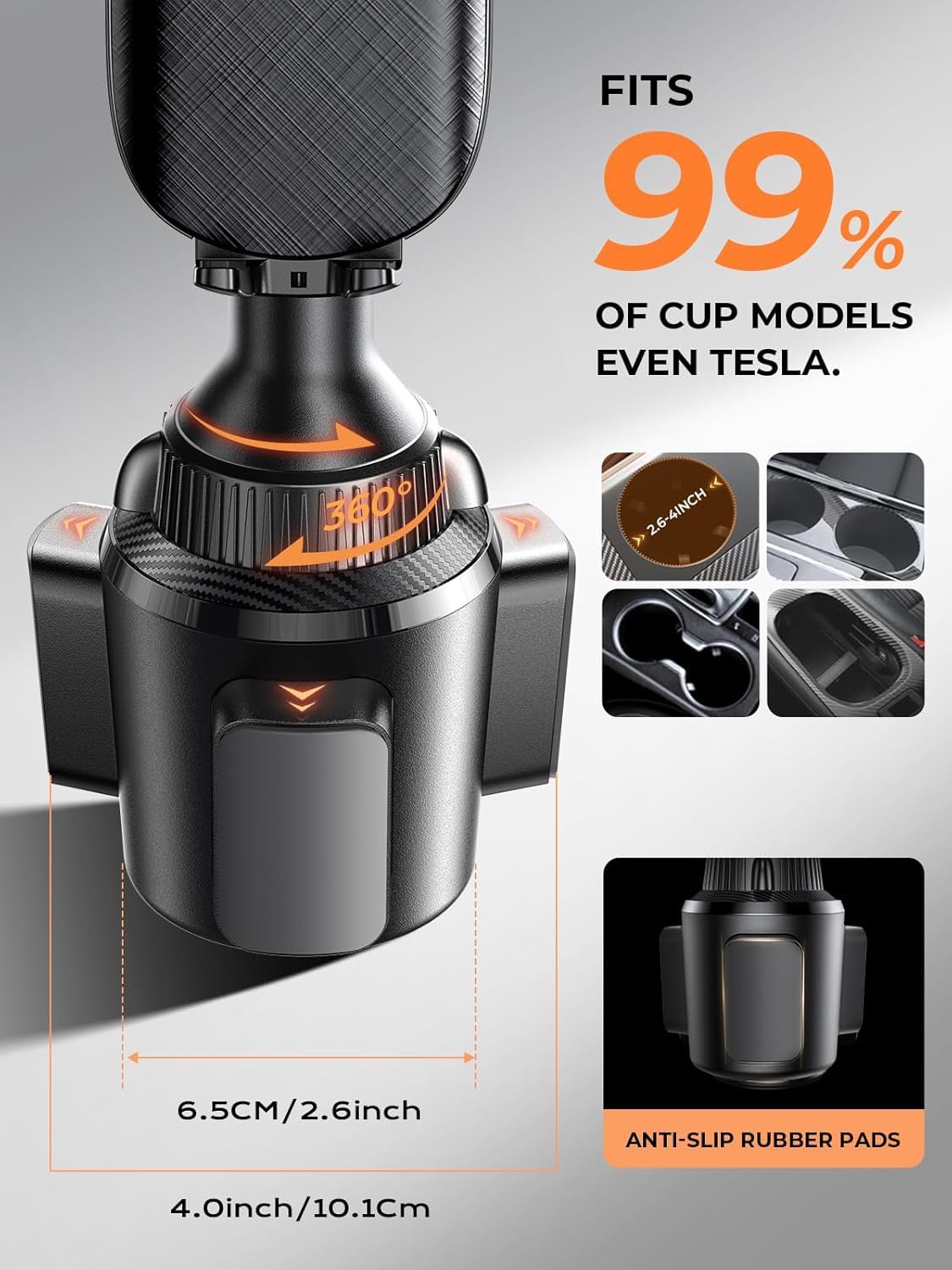 LISEN Cup Phone Holder No Shaking Phone Holder for Car, 360° Adjustable iPhone Holder for Car Accessories for Women Truck Jeep Golf for iPhone 16e 16 15 14 13 Pro Max Samsung S25 All 4-17'' Phone