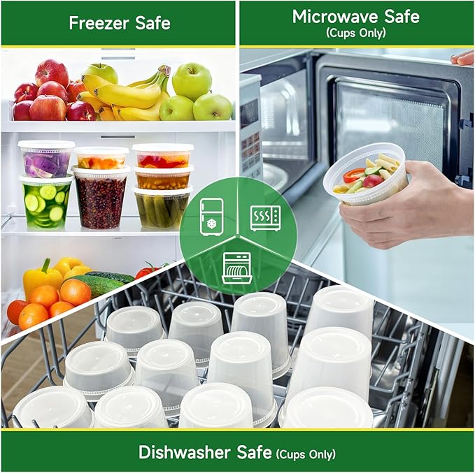 50 Set 32 oz Deli Containers with Lids, Leak-Proof BPA Free Plastic Take Out Bowls, Food Storage Containers for Takeout Meal Prep Storage, Freezer, Microwave & Dishwasher Safe