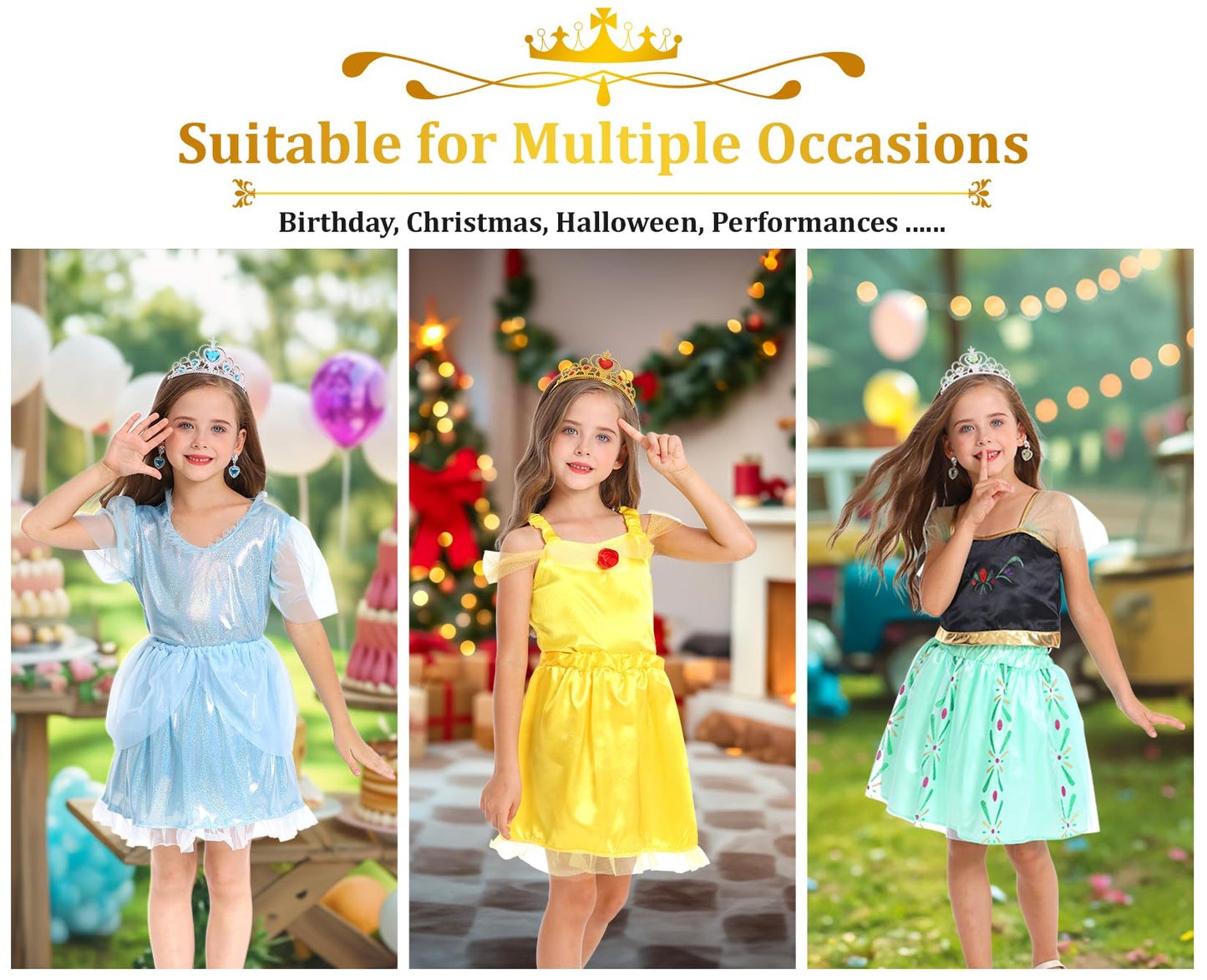 18 Pcs Princess Dress Up Clothes for Little Girl Role Play Costume Gift Set, Princess Dress Up Toys for Toddler Girls, Birthday Christmas Party Gifts for Girls Aged 3-6 Years Old