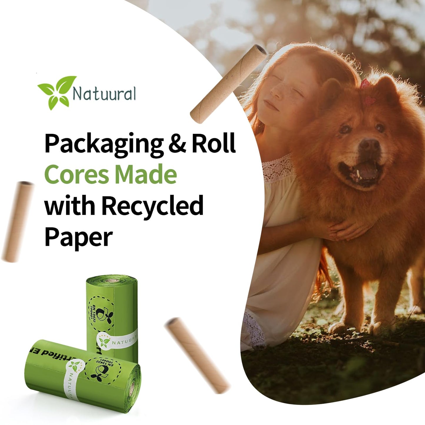 Certified Compostable Dog Poop Bags-270Bags 18Rolls, Poop Bags for Dogs Made of Cornstarch - ASTM D6400 By USA, Unscented, Suitable for Large |Small Dogs (Green)