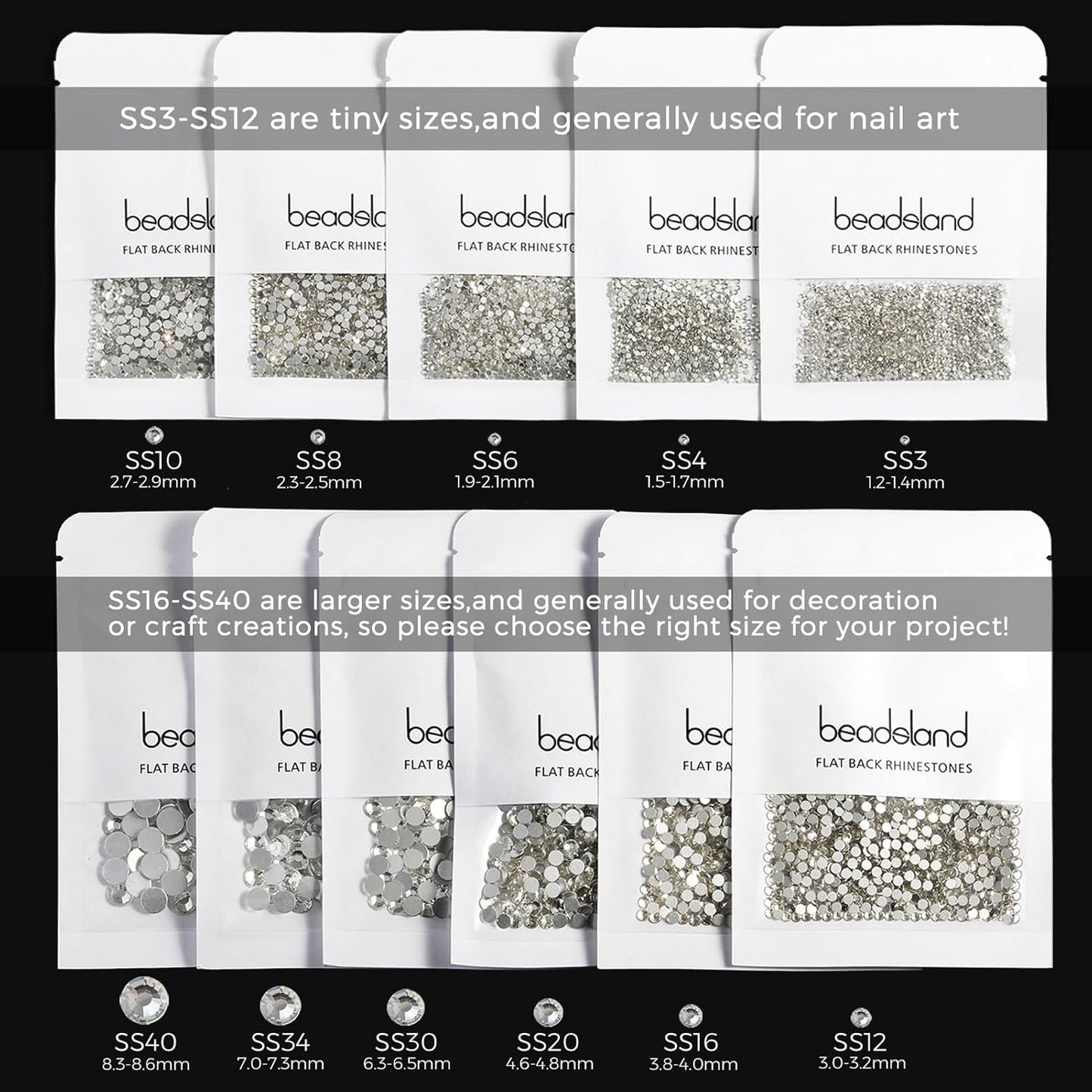Beadsland 1440 Pieces Flat Back Crystal Rhinestones Round Gems,Golden Shadow,SS20,4.6-4.8mm