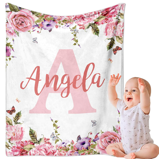 Corissy Ships Next Day, Personalized Baby Blankets, Custom Baby Blanket with Name for Girls,Gift for Chrismas Birthday Memorial Day, Customized Flannel Blanket for Kids Adults 30"X40"