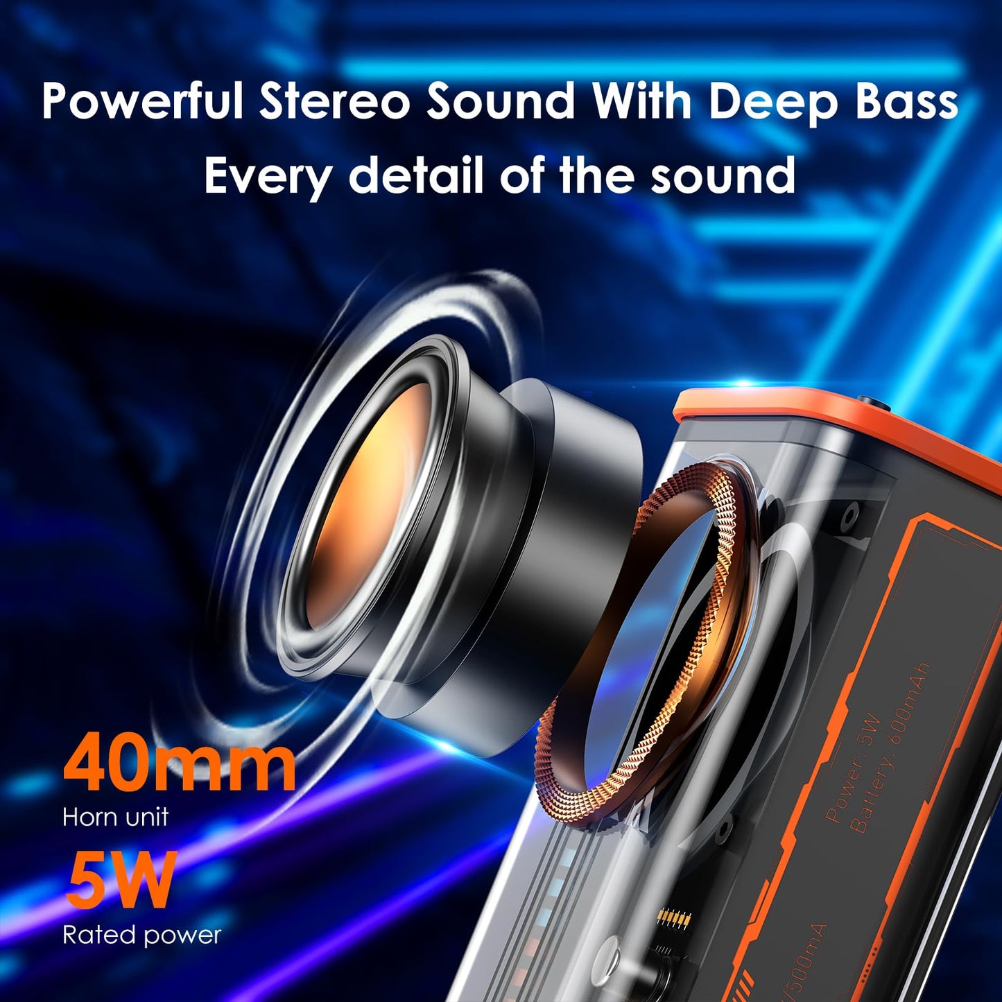 BSZHI Transparent Wireless Bluetooth Speaker Portable Mini Speaker with LED Colorful Lights Stereo Sound TWS Small Speakers for Office, Party Camping, Shower, Home, Travel