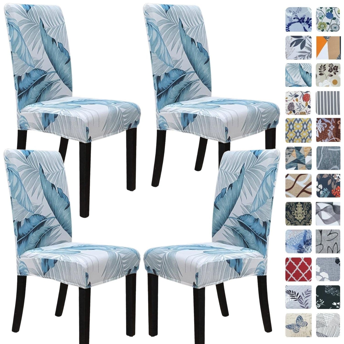 SPRINGRICO Chair Covers for Dining Room Set of 4, Stretch Dining Chair Cover, Washable Spandex Kitchen Parsons Chair Slipcovers, Removable Seat Protector for Home or Party (4 Pack, Cassandra)