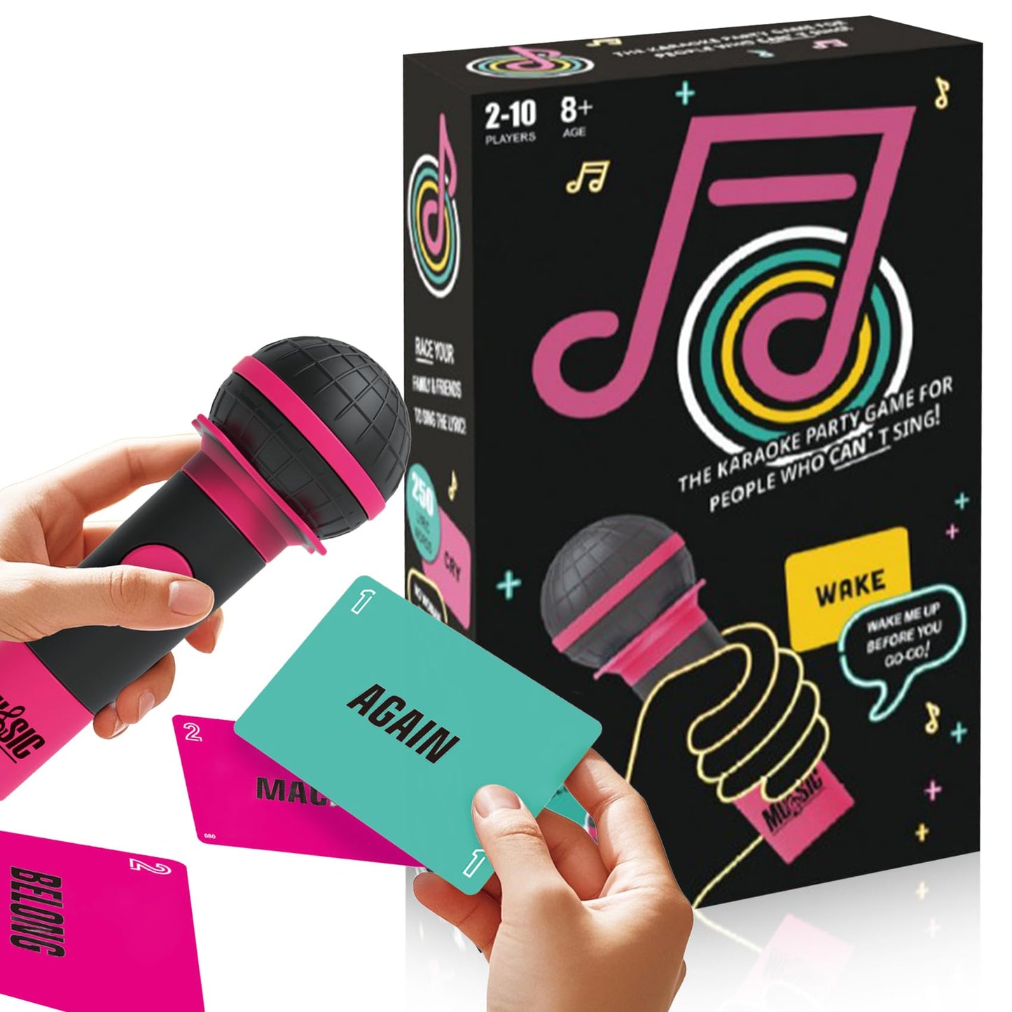 ATG Mic Karaoke Party Game - Hilarious Singing Challenge for Families & Friends with 250 Song Lyrics - Perfect for Game Nights & Birthday Parties 8 Years Old (2-10 Players)