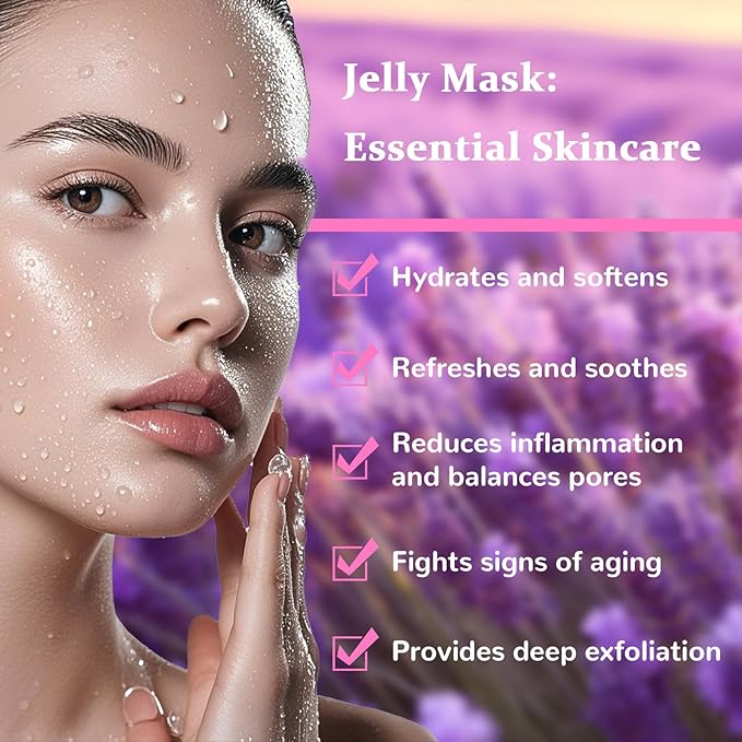 Jelly Mask, Facial Skin Care- Jelly Mask For Facials, Face Mask For Instant Hydration, Vegan Peel Off Face Mask, For Moisturizing, Smoothing (Lavender)