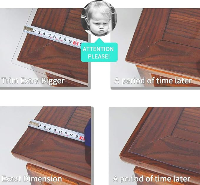 NECAUX Custom 60 x 87 Inch Frosted Table Cover Protector, 1.5mm Thick Wood Grain Transparent Table Pad Non-Slip Tablecloth Plastic Protective Pad for Dining Living Room Table Conference Table