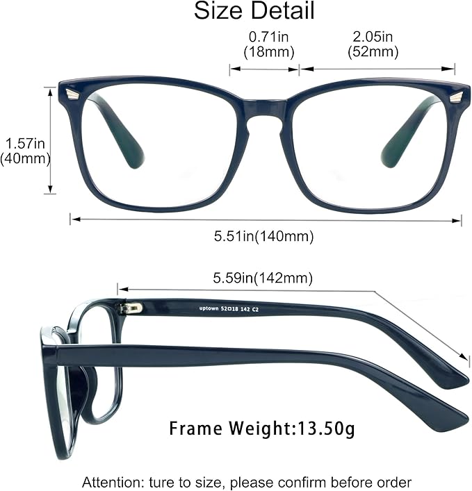 YEIN Bifocal Reading Glasses with Blue Light Blocking Lenses, Bifocal Reader for Women and Men, Vintage Square frame with Spring Hinge (+0.00/+1.50 magnification)
