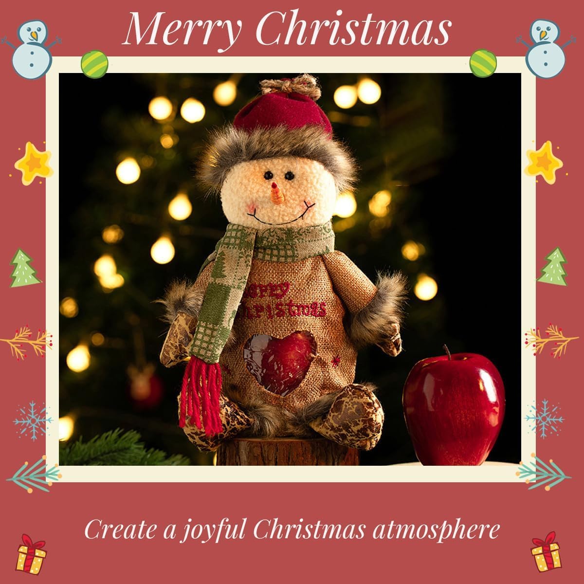 Penetratea/Penetrates/Frontaley Christmas Gift Bags Zipper Design, 2025 New Chritmas Eva Santa Snowman Snowflake Deer Shaped Apple Candy Bags, Large Space Zipper Design for Candy and Gift (6pcs-All)