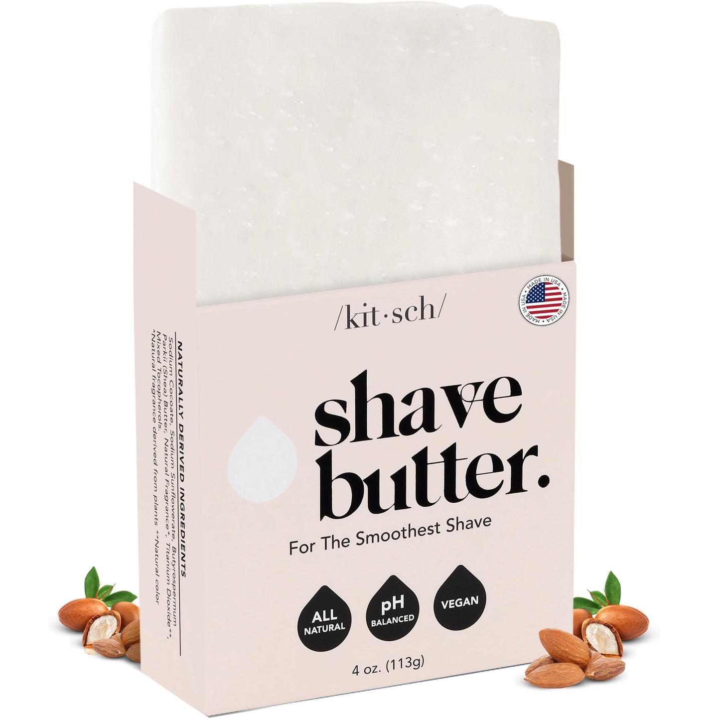 Kitsch Shaving Soap for Women - Hydrating Shave Soap for Sensitive Skin | Paraben-Free, Sulfate-Free | Shave Bar for Soft, Smooth Skin - 4oz