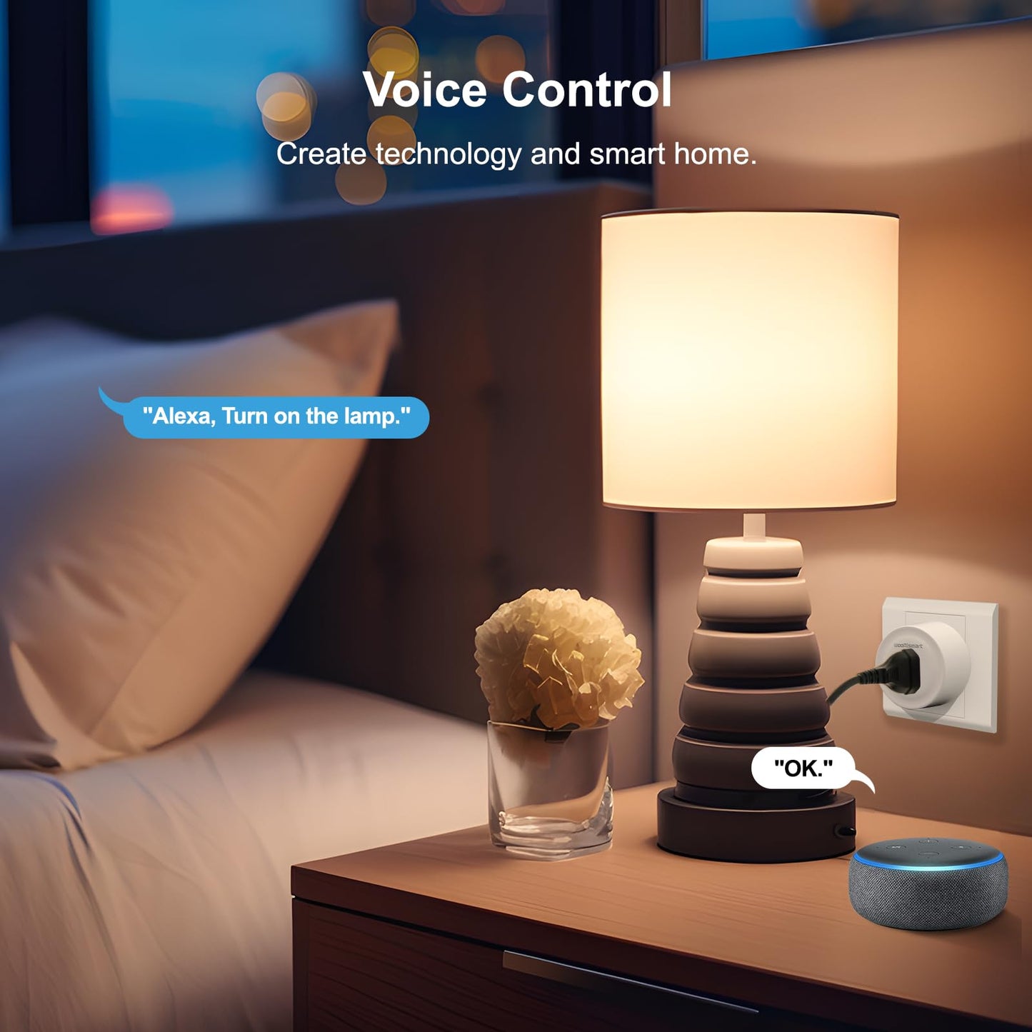 wooaismart Smart Plug, WiFi Plugs Work with Alexa & Google Assistant, Smart Outlet with Timer & Group Controller, WiFi Outlet for Home, No Hub Required, ETL & FCC Certified, 2.4GHz WiFi, 16A, 2 Pack