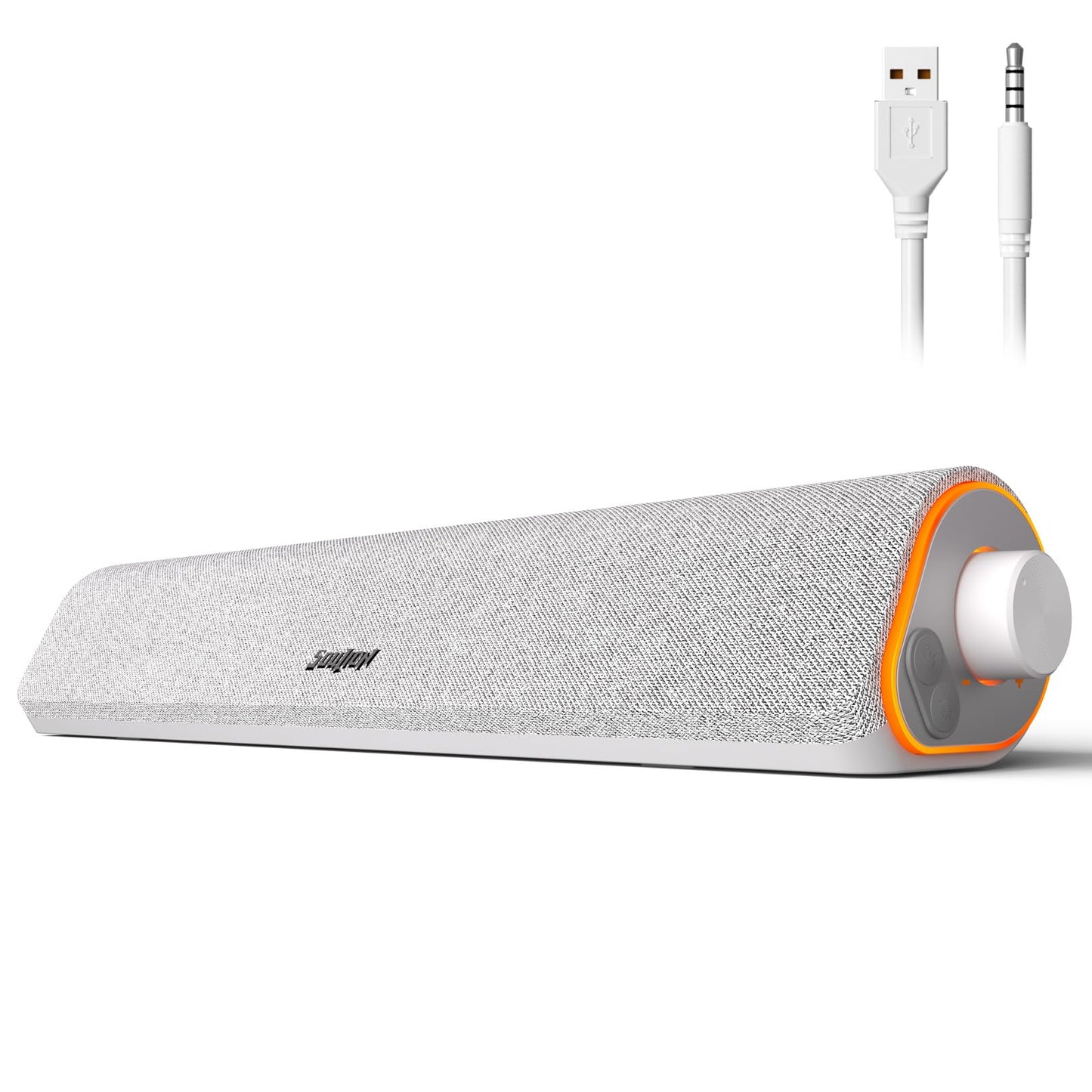 SOULION R50 Bluetooth Computer Speakers, 3.5mm PC Sound Bar for Desktop Monitor, Wired USB Powered & Colorful LED Lights with Switch Button, Surround Sound Soundbar PC Spearkers for Computer