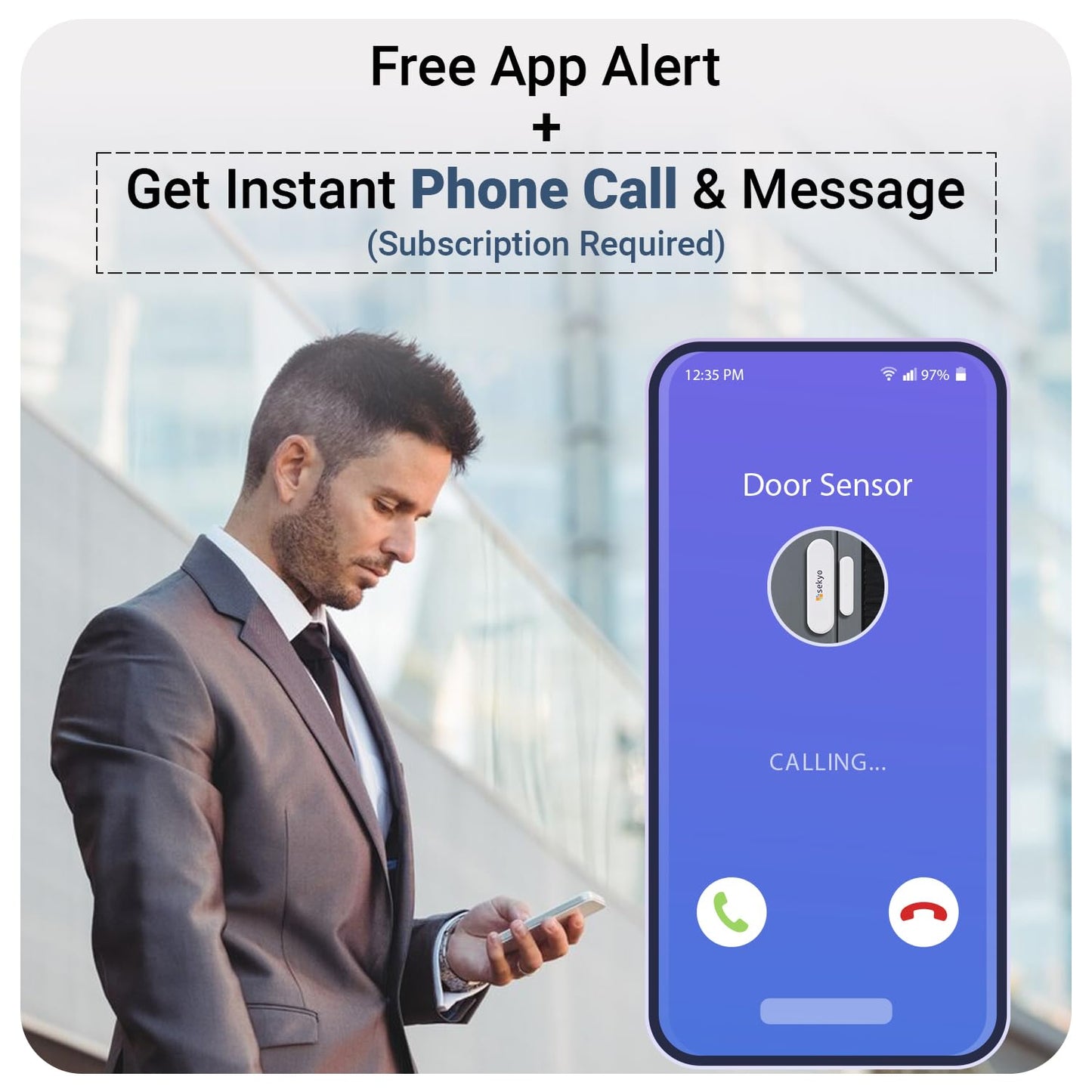 Smart WiFi Door & Window Sensor for Home| No Hub Required | Free App Alert, Works with Tuya Smart Life Devices, Compatible with Alexa, Google Home, Siri (No Siren but Phone Notification)