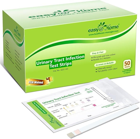 Easy@Home 50 Individual Pouch Urinary Tract Infection Test Strips, UTI Urine Testing Kit for Urinalysis and Detection of Leukocytes and Nitrites (UTIPOUCH-50P)