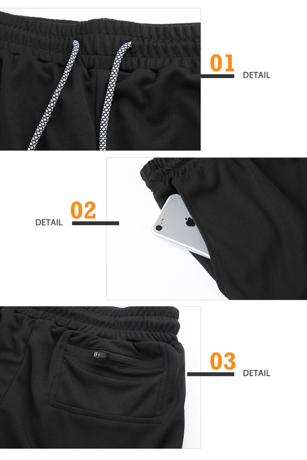 Surenow Men's Running Shorts Quick Dry Workout Gym Shorts Athletic 2-in-1 Stealth Shorts Outdoor Short for Men with Pockets