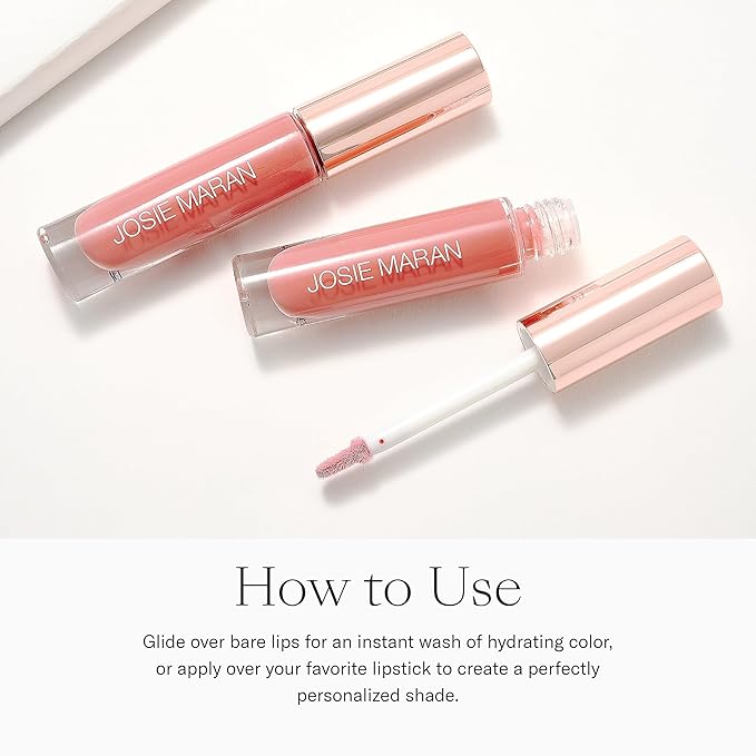 Josie Maran Color Stick & Lip Gloss Makeup Set - Argan Oil-Based Makeup Balm for Lips, Cheeks & Eyes + Hyaluronic Acid Infused Plumping Lip Gloss (4 Piece Set)