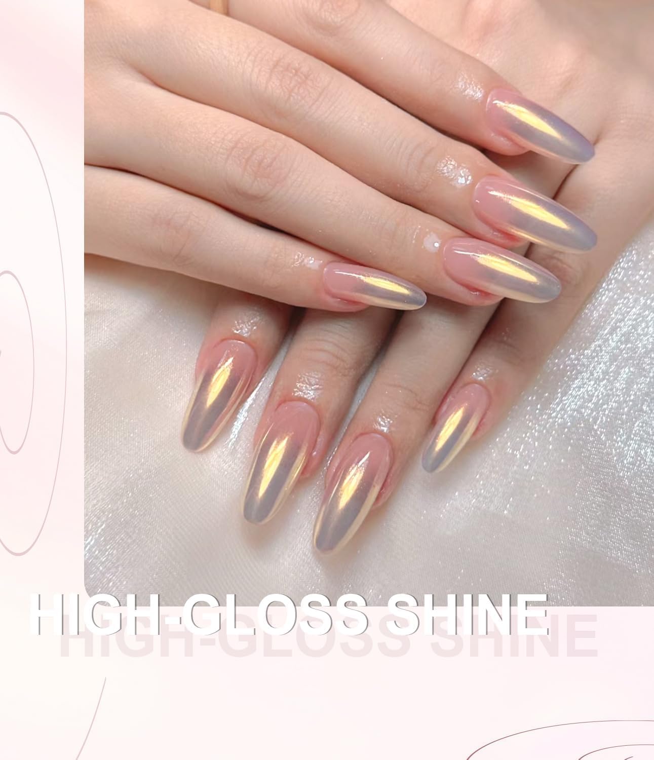 Chrome Nail Powder BISHENGYF - Iridescent Aurora Mermaid White Pearl Chrome Nail Powder Mirror Effect Metallic Glod Silver Chrome Powder for Nail Art DIY Salon