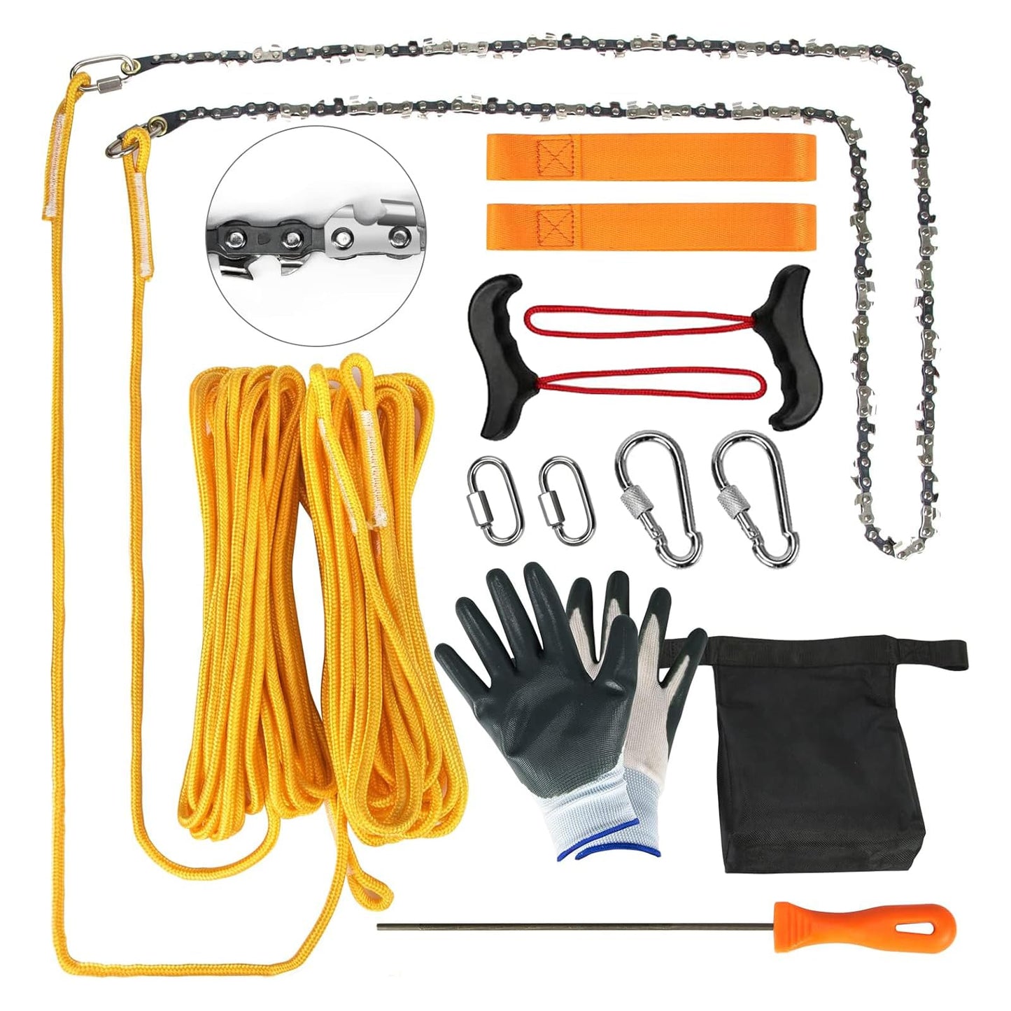 Premium 55 Inch High Limb Rope Saw with Two Ropes,70 Sharp Teeth Blades on Both Sides-Best Folding Pocket Chain Saw for Camping,Field Survival Gear,Hunting.