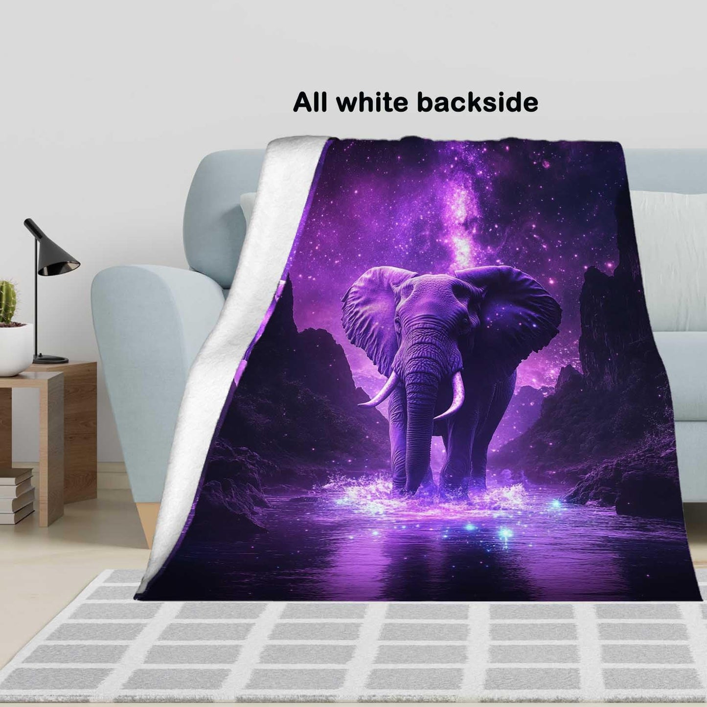 FexNuvko Elephant Throw Blanket, Elephant Gift for Women Men, Fleece Purple Print Pattern, Soft Plush Lightweight for Couch, Sofa, Bed and Living Room Decor, 50x60 inches