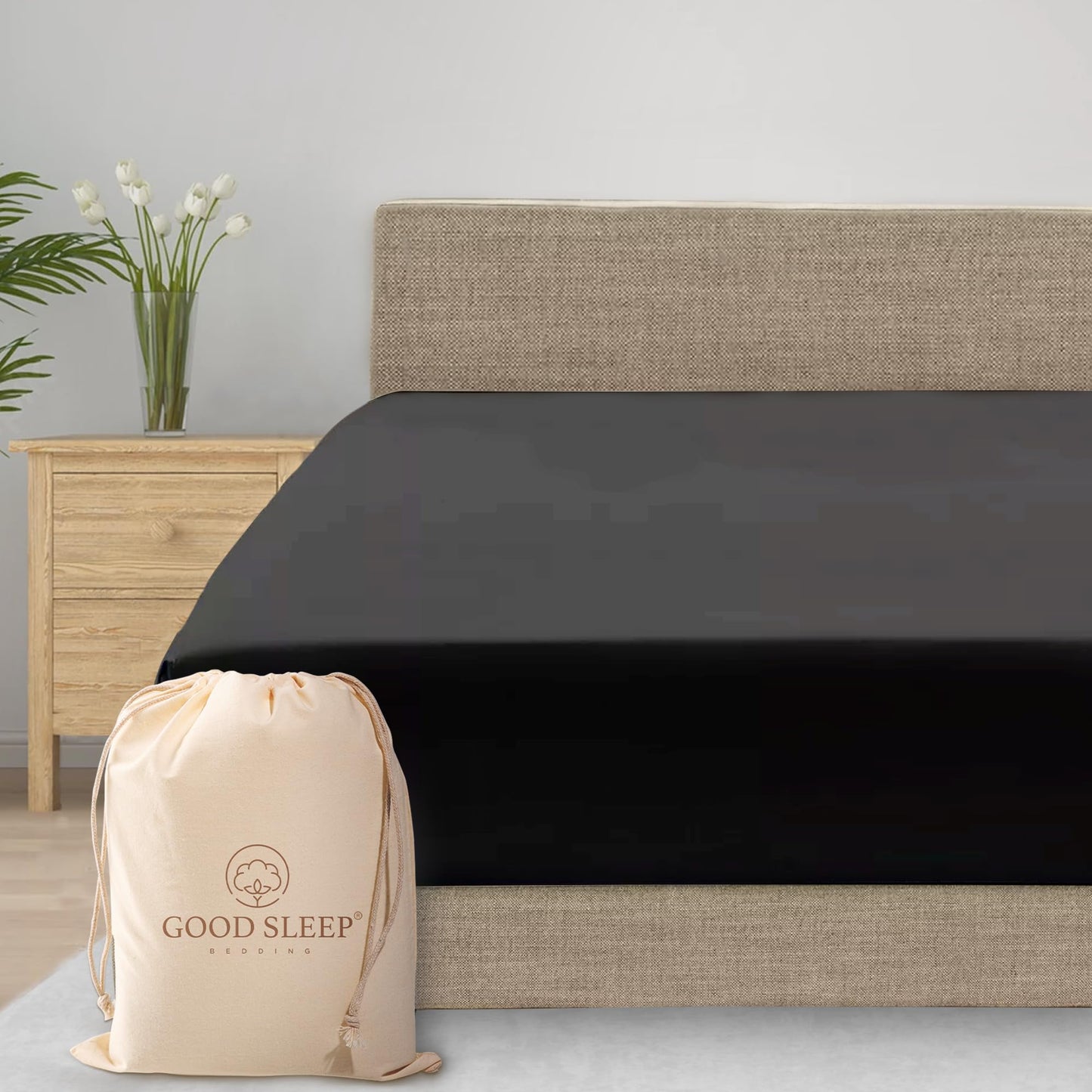 Good Sleep Bedding King Size Soft & Breathable Deep Pocket 16 Inch, 100% Egyptian Cotton, 800 Thread Count Luxury Fitted Bed Sheet - Dark Grey