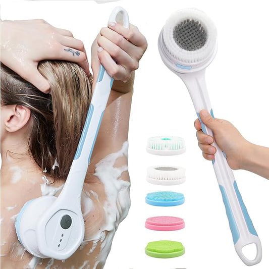 Electric Body Brush,5 Attachments Brush Heads Electric SPA Brush Spin Scrubber for Shower Bathing Cleansing Wash Deep Cleaning with Silicone Rechargeable IPX7 Waterproof