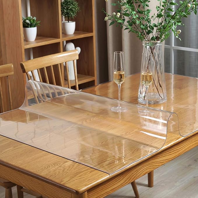 Wadrac 28x44 Office Desk Blotter Mat Clear Plastic Table Protector Cover Pad PVC Transparent Topper Surface Pro ection Mat Pad Anti Scratch Glass Dinner End Protector Waterproof Easy Clean