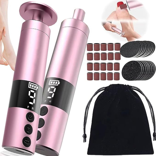 Darmave Cordless Electric Foot Callus Remover, 9 Speed Adjustable Speed Rechargeable Foot Sander Pedicure Tools for Feet Dead Skin with 80 pcs Sandpaper Disk and 20pcs Nail Buffer Sanding Rings