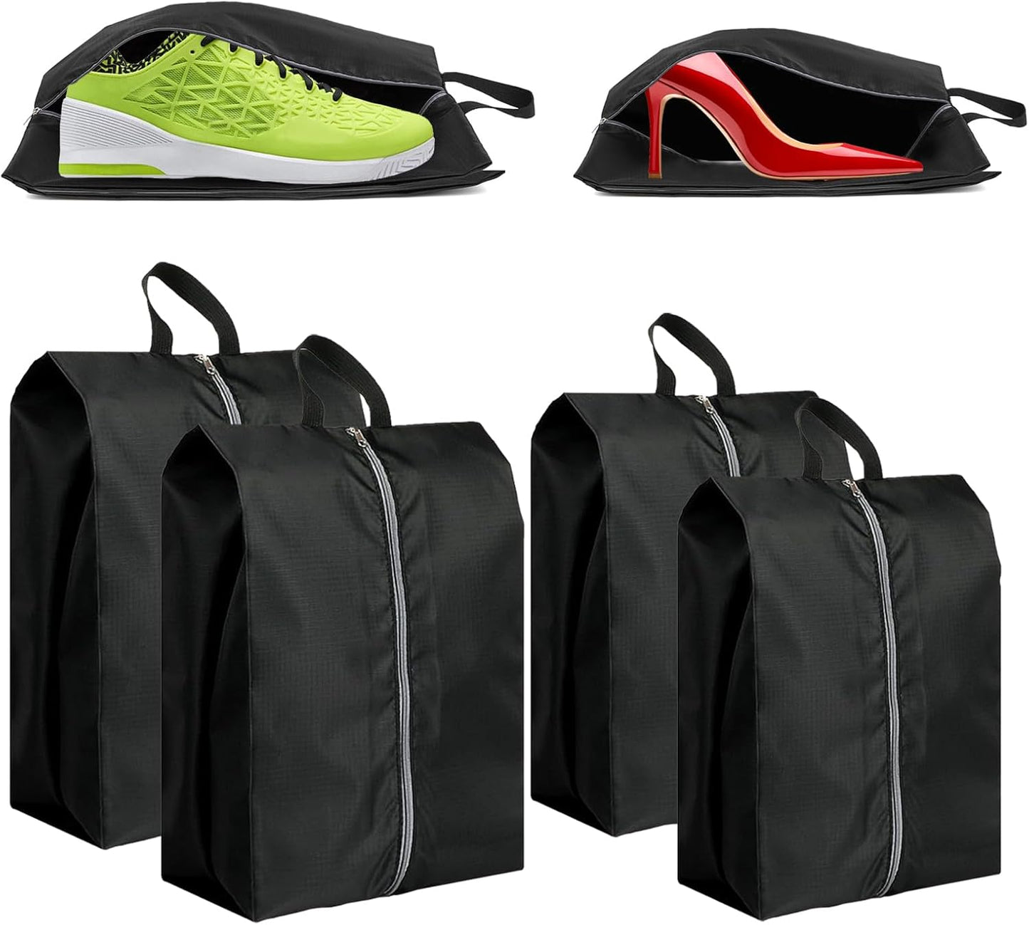 Shoe Bags for Travel - 4 Pack Extra Large Waterproof Travel Shoe Bag for Men & Women with Zipper & Handle - Travel Essentials, Portable Packing for Gym, Storage for Luggage, Closet