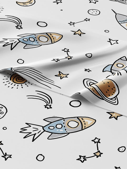 Kids Twin Size Space Bed Sheets - 3 Piece Space Sheet Set - Galaxy Theme bedding - Ultra-Soft & Cozy - Comfy, Breathable & Machine Washable - Spaceship Rocket Bed Set for Boys, Girls, Teens & Toddlers